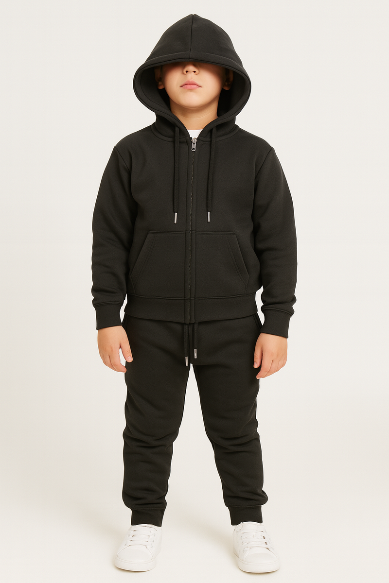 Kids 300 GSM Zipper Tracksuit – Fleece Hoodie & Jogger Set | New Trail